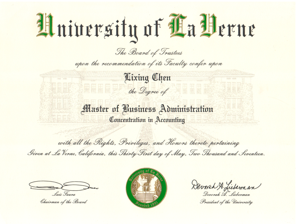 Master of Business Administration (MBA), University of La Verne
